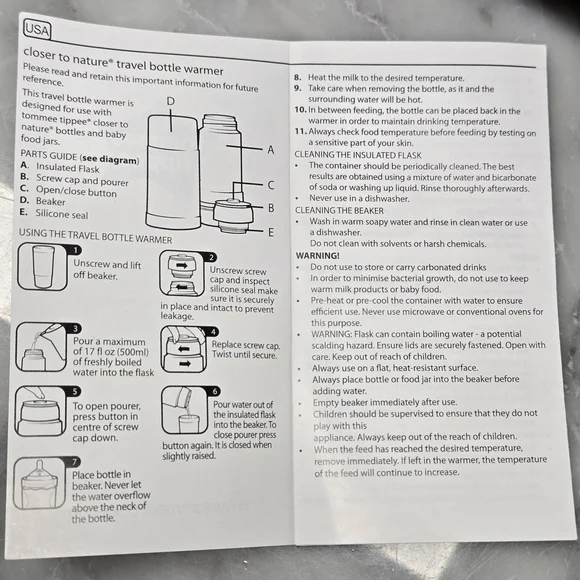 Tommee Tippee Travel Bottle & Food Warmer Thermal Insulated Closer to Nature NEW - Picture 12 of 12